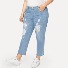 Shein Plus Ripped Raw Hem Jeans