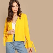 Shein Knot Detail Open Front Blazer
