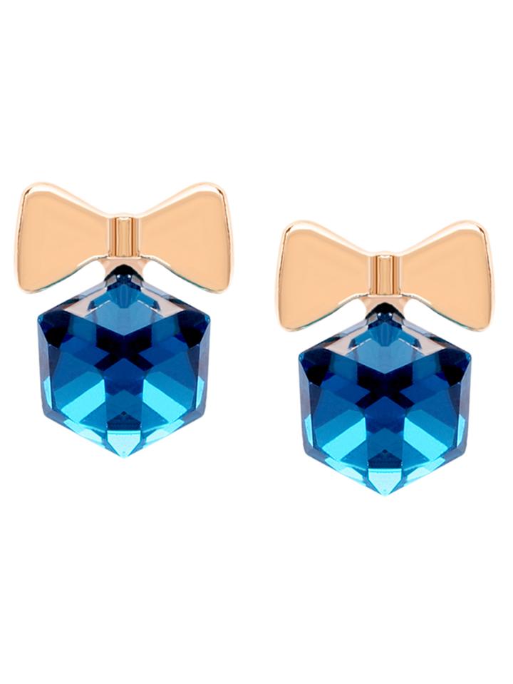 Shein Blue Faux Gem Bow Studs