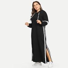 Shein Plus Contrast Striped Slit Hem Sweat Dress