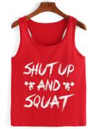 Shein Letter Print Tank Top - Red