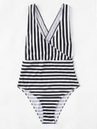 Shein Cross Back Striped Swimsuit