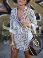 Shein Plunge Wrap Front Drawstring Waist Floral Dress