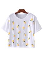 Shein White Short Sleeve Pineapples Pattern T-shirt