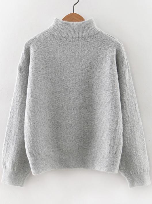 Shein Grey Turtleneck Drop Shoulder Sweater