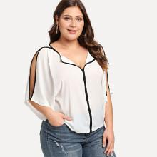Shein Plus Ringer Split Sleeve Blouse