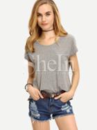 Shein Grey Short Sleeve Loose T-shirt