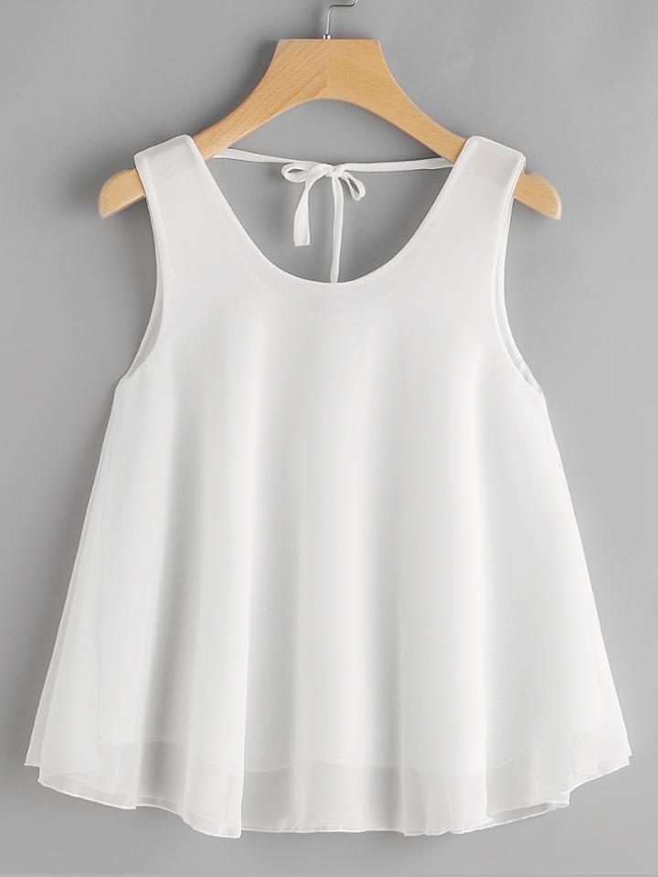 Shein Tie Back Chiffon Top