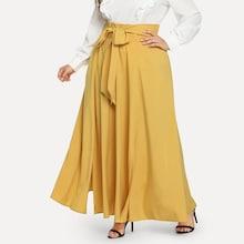 Shein Plus Bow Tie Waist Slit Skirt