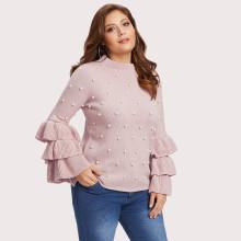 Shein Plus Tiered Sleeve Pearl Beaded Jumper