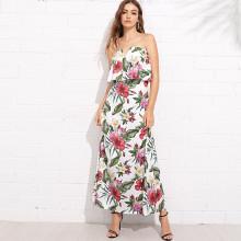 Shein Flounce Layered Neck Botanical Dress