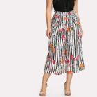 Shein Plus Self Belted Floral & Striped Culotte Pants