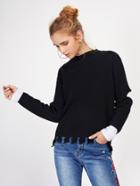 Shein Open Elbow Raw Hem Jumper