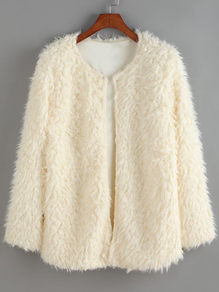 Shein Round Neck Long Sleeve Coat