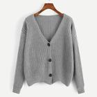 Shein Single Breasted V-neck Sweater Coat