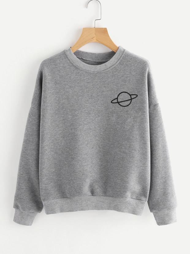 Shein Drop Shoulder Graphic Print Sweatshirt