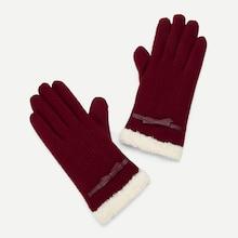 Shein Contrast Faux Fur Bow Detail Gloves