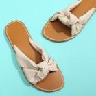 Shein Knot Design Pu Flat Sandals