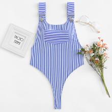 Shein High Waist Striped Swimsuit