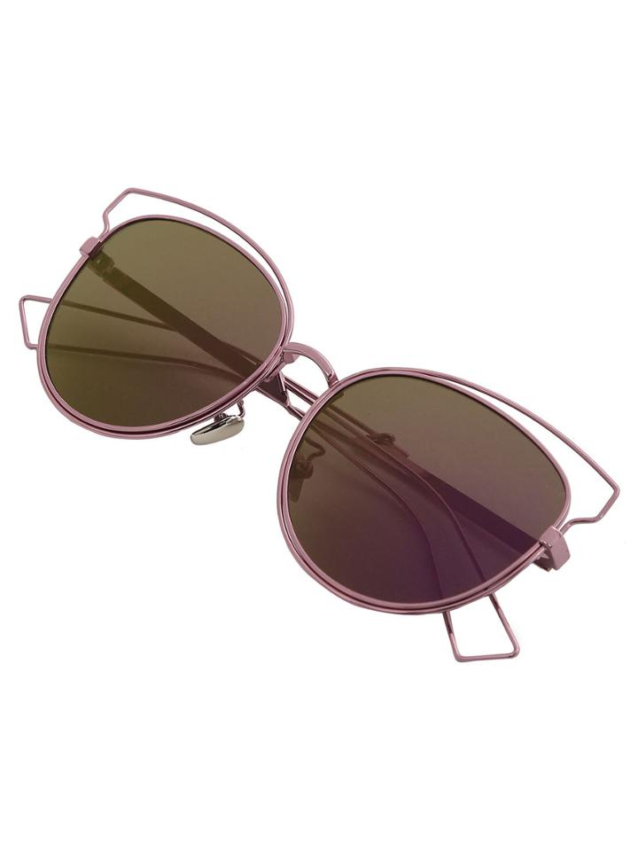Shein Rose-gold Cutout Frame Cat Eye Sunglasses