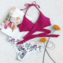 Shein Plus Crisscross Front Halter Bikini Set