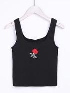 Shein Rose Embroidery Tank Top