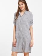 Shein Drop Shoulder High Low Striped Shirt Dress