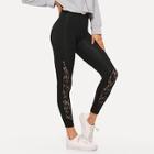 Shein Lace Contrast Solid Leggings