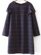 Shein Grid Ruffle Detail Shift Dress