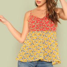 Shein Mixed Print Zip Up Cami Top