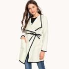 Shein Contrast Binding Pocket Patched Coat