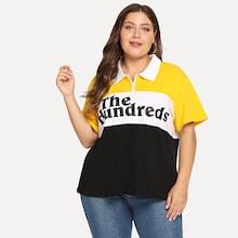 Shein Plus Zipper Front Color Block Tee