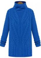 Rosewe Charming Solid Blue Long Sleeve Sweaters With Turtleneck