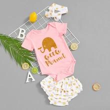 Shein Toddler Girls Letter Print Jumpsuit With Shorts