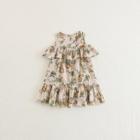 Shein Girls Botanical Print Ruffle Trim Dress