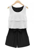 Rosewe Chic Color Block Round Neck Rompers For Summer