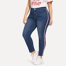 Shein Plus Contrast Tape Side Jeans