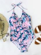 Shein Lattice Front Self Tie Swimsuit
