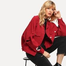 Shein Contrast Sequin Ripped Drop Shoulder Denim Jacket
