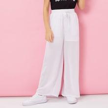 Shein Girls Drawstring Waist Sheer Wide Leg Pants