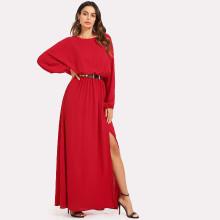 Shein Bishop Sleeve Split Front Hijab Dress