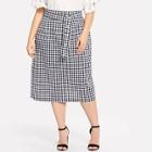 Shein Plus Plaid Skirt With Belt