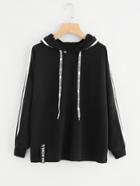 Shein Letter Tape Detail Hoodie