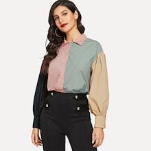 Shein Color-block Buttoned Shirt