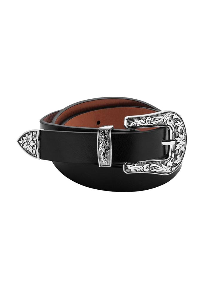Shein Black Single Carved Buckle Faux Leather Belt