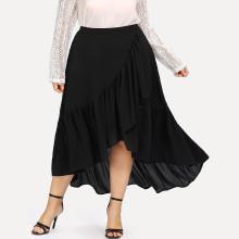 Shein Plus Slit Tiered Ruffle Hem Skirt