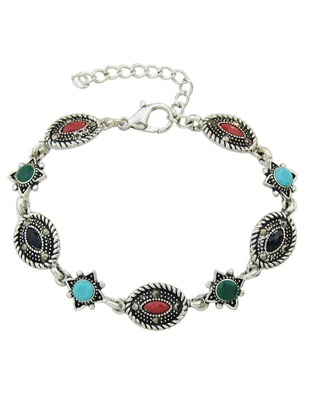 Shein Silver Colorful Beads Charms Bracelets