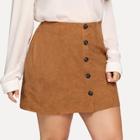 Shein Plus Button Front Suede Skirt