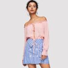 Shein Tied Open Front Frilled Off Shoulder Top