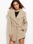 Shein Camel Oversized Drape Collar Wrap Coat